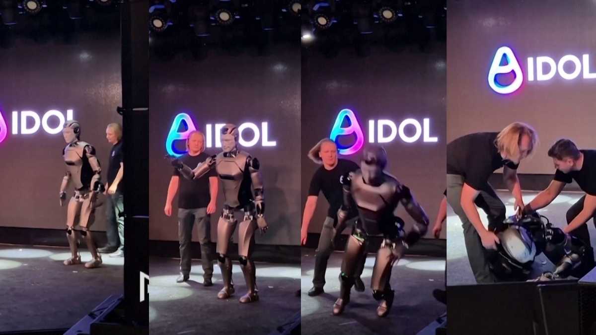 Robô humanoide cai de cara no chão em estreia