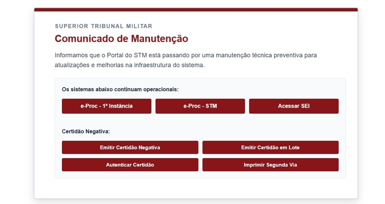 STM fora do ar: portal segue indisponível após incidente cibernético