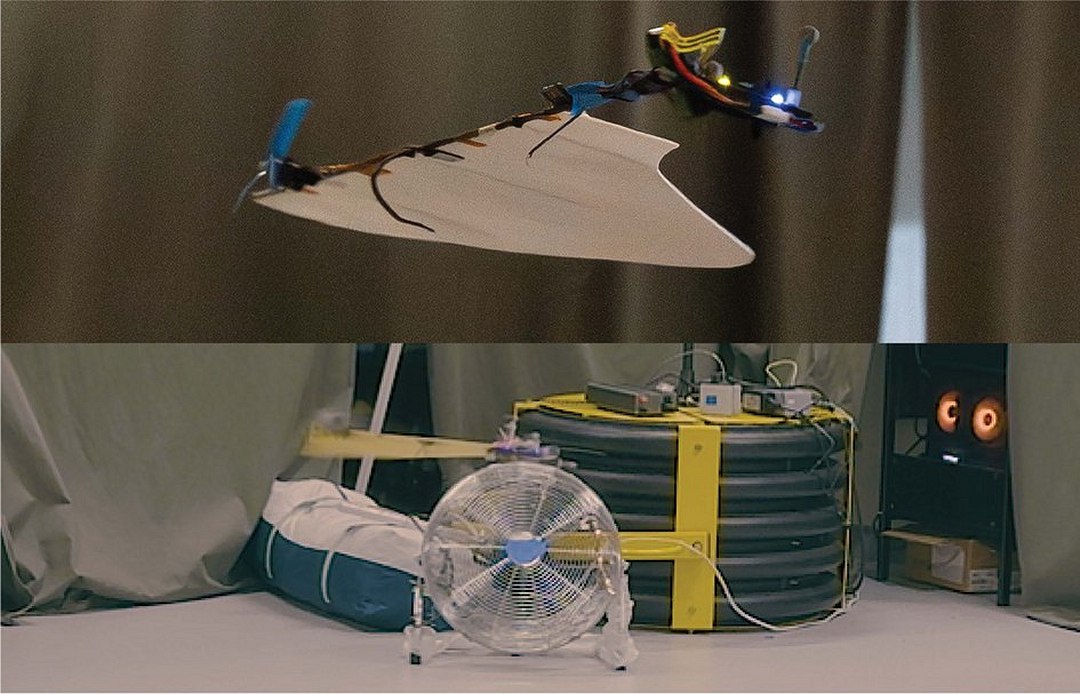 Drone de uma asa voa com controle híbrido inovador